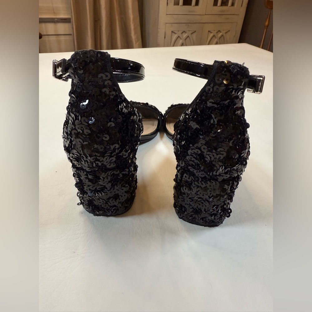 Kelly and Katie black sequin block heels size 7 prom party - Picture 6 of 9